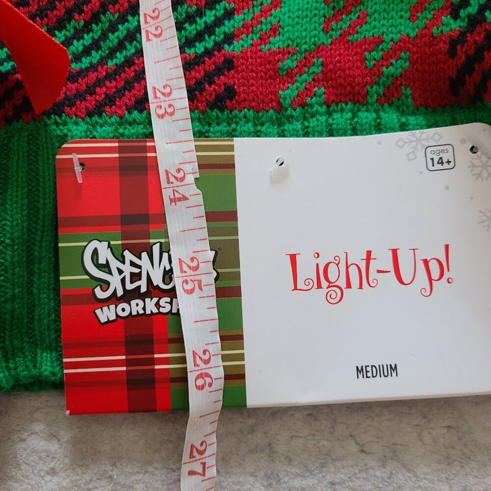 Spencer's Light Up Ugly Christmas Sweater Sound Effect Jingle Bells Medium NWT - Picture 9 of 9